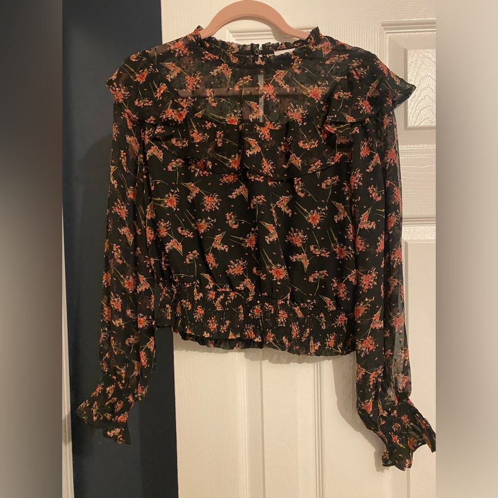 Shear floral blouse size large